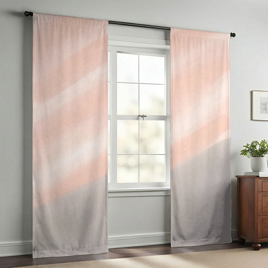 Soft Pink Diagonal Gradient Pattern Window Curtains