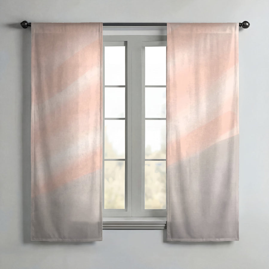 Soft Pink Diagonal Gradient Pattern Window Curtains