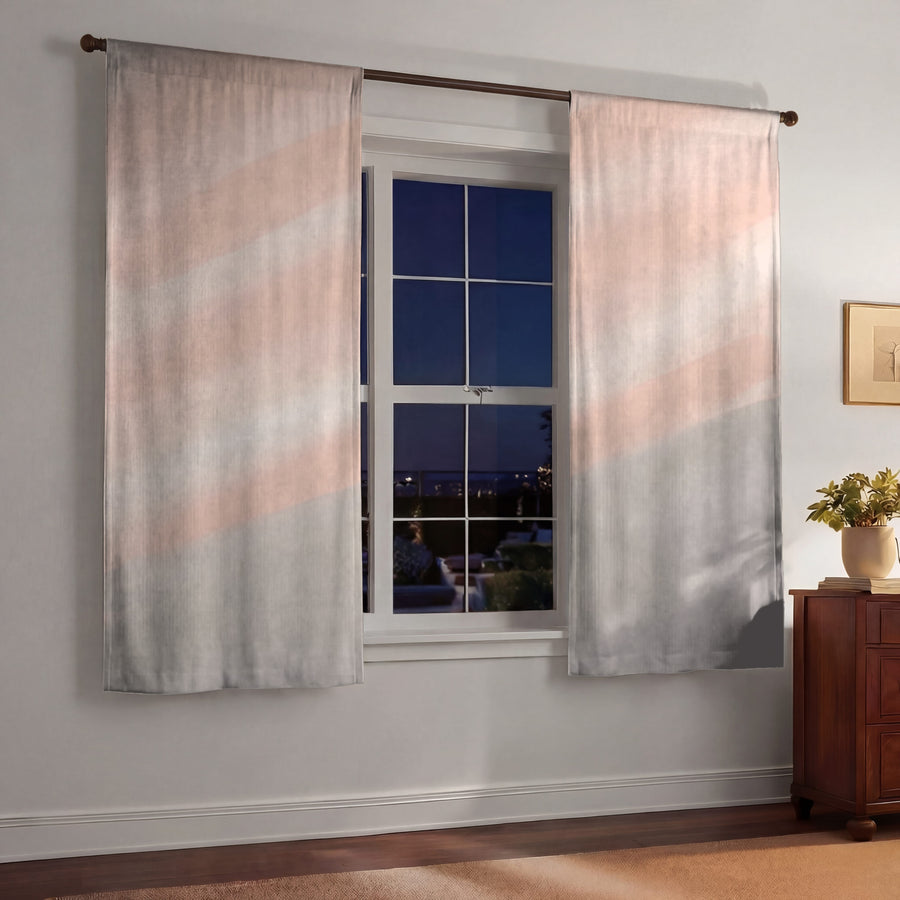 Soft Pink Diagonal Gradient Pattern Window Curtains