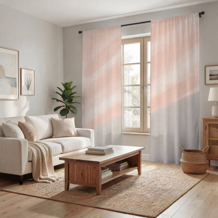Soft Pink Diagonal Gradient Pattern Window Curtains