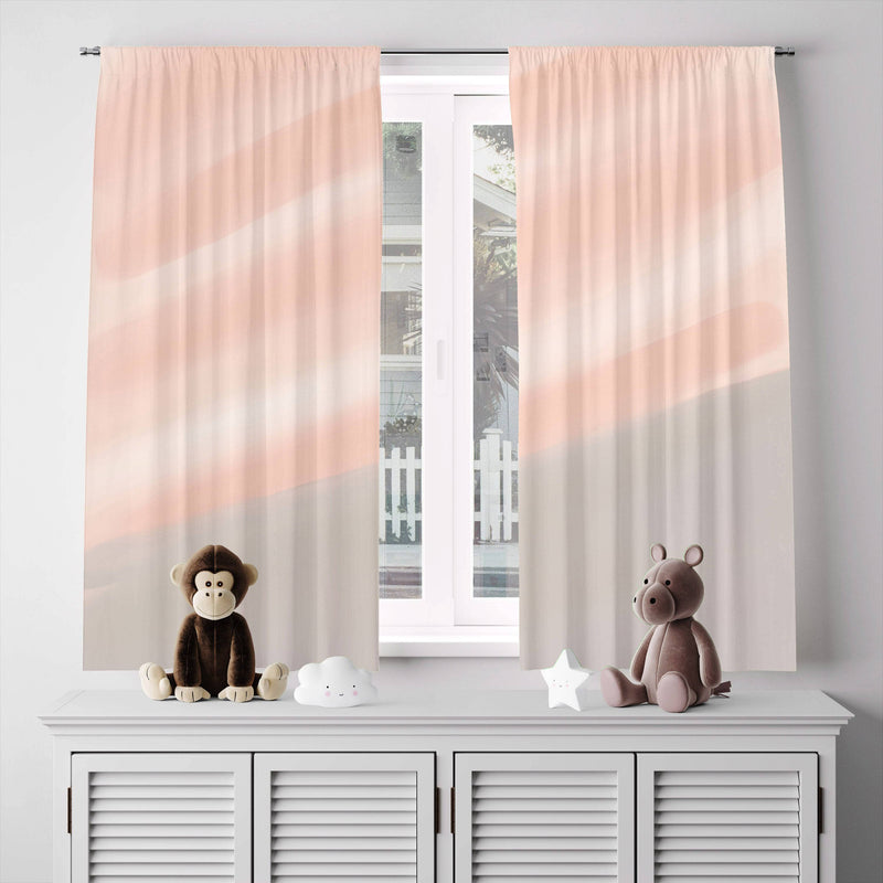 Pink and Gray Whimsical Abstract Window Curtains - Deja Blue Studios