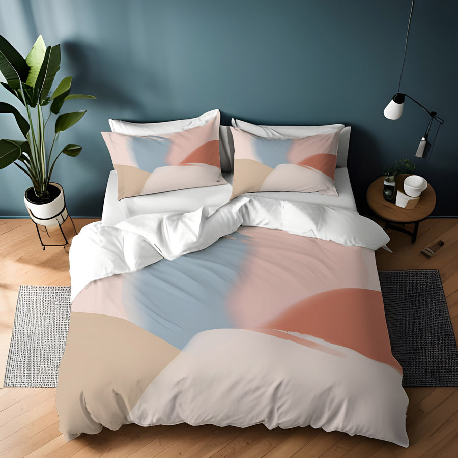 Neutral Abstract Color Block Pattern Duvet Cover