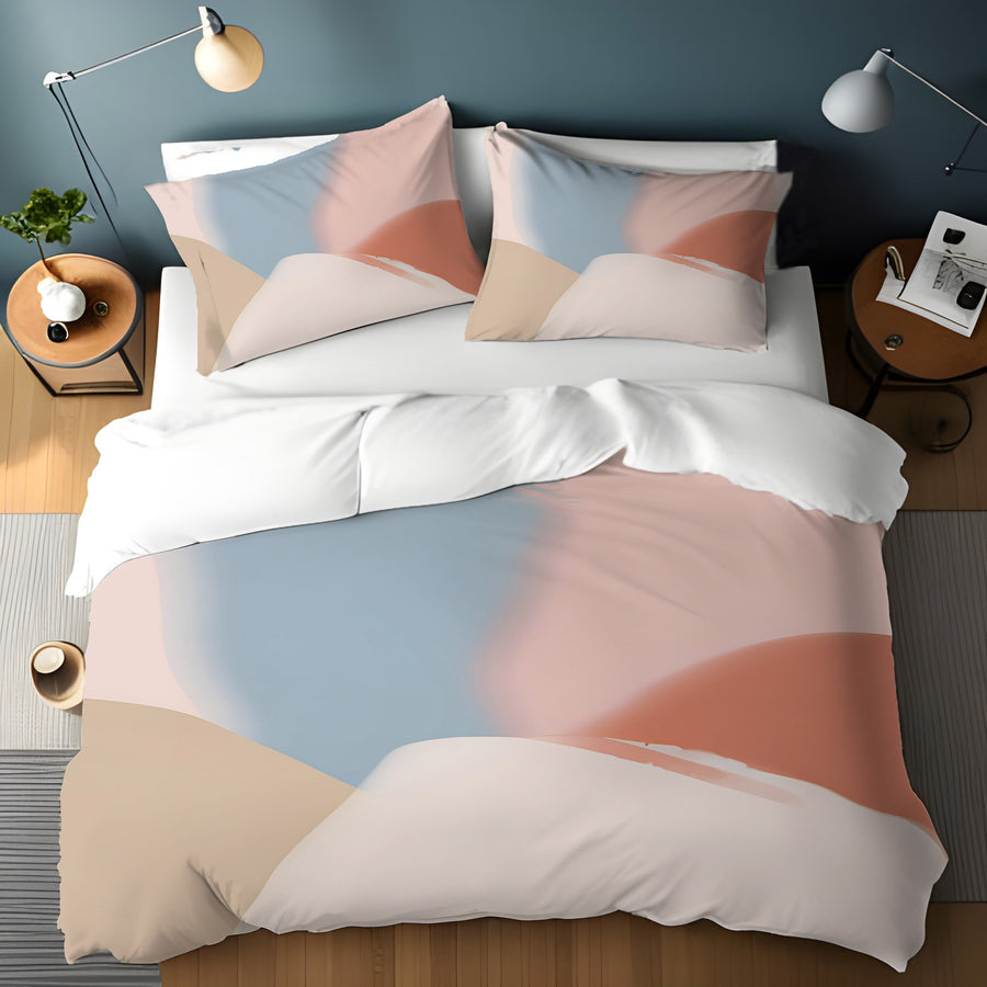 Neutral Abstract Color Block Pattern Duvet Cover