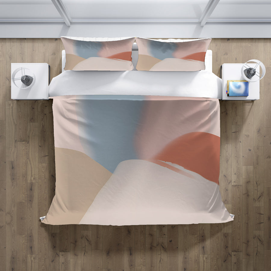 Neutral Abstract Color Block Pattern Duvet Cover