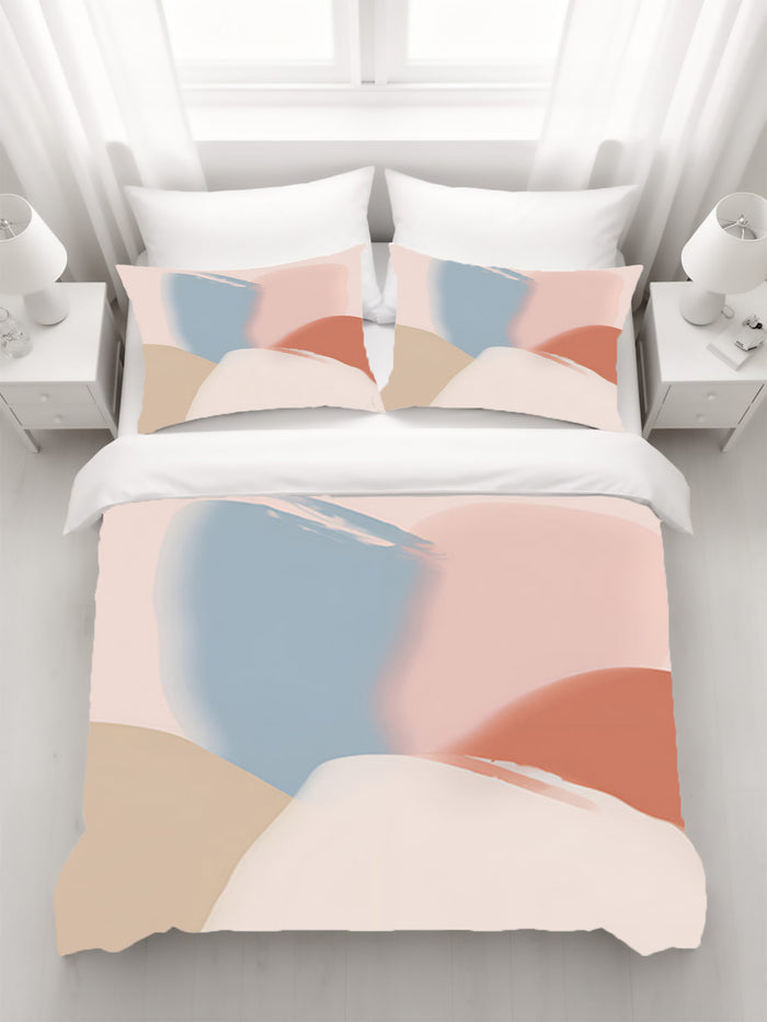 Neutral Abstract Color Block Pattern Duvet Cover