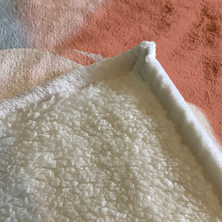 Neutral Abstract Color Block Pattern Fleece Sherpa Blanket