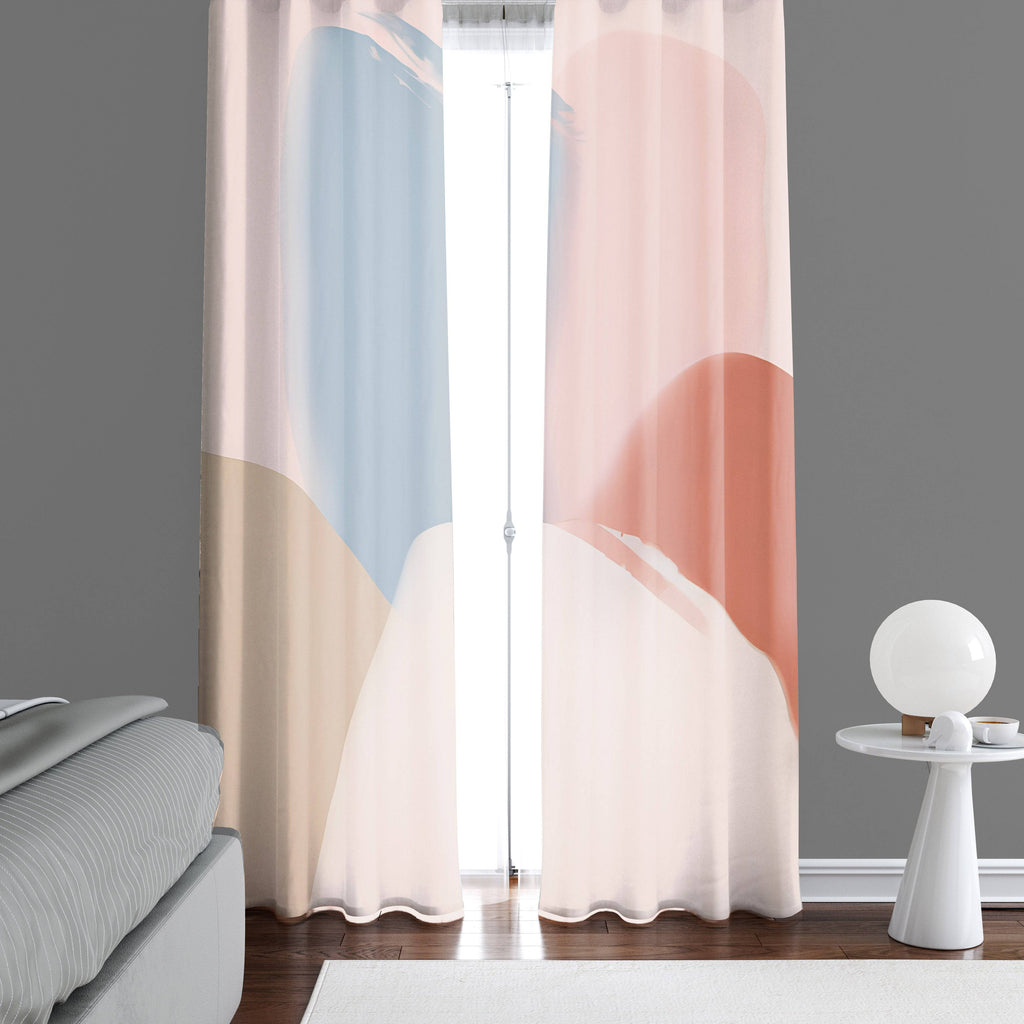 Multi Color Whimsical Abstract Shapes Window Curtains - Deja Blue Studios