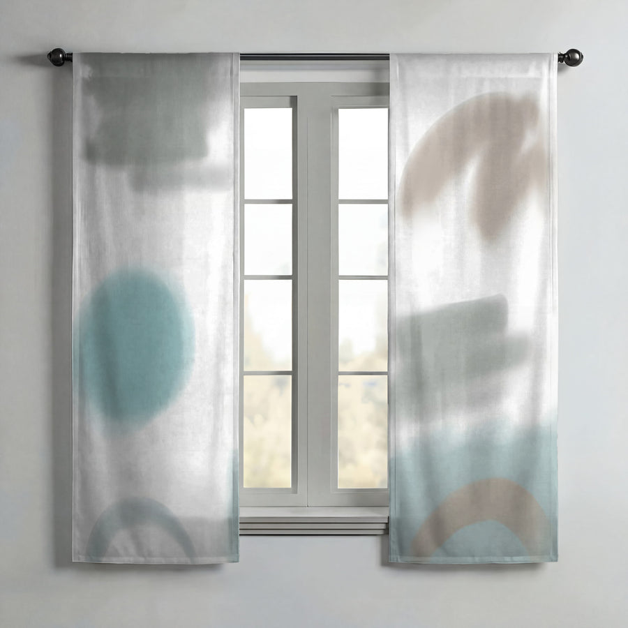 Minimalist Abstract Shape Pattern Window Curtains