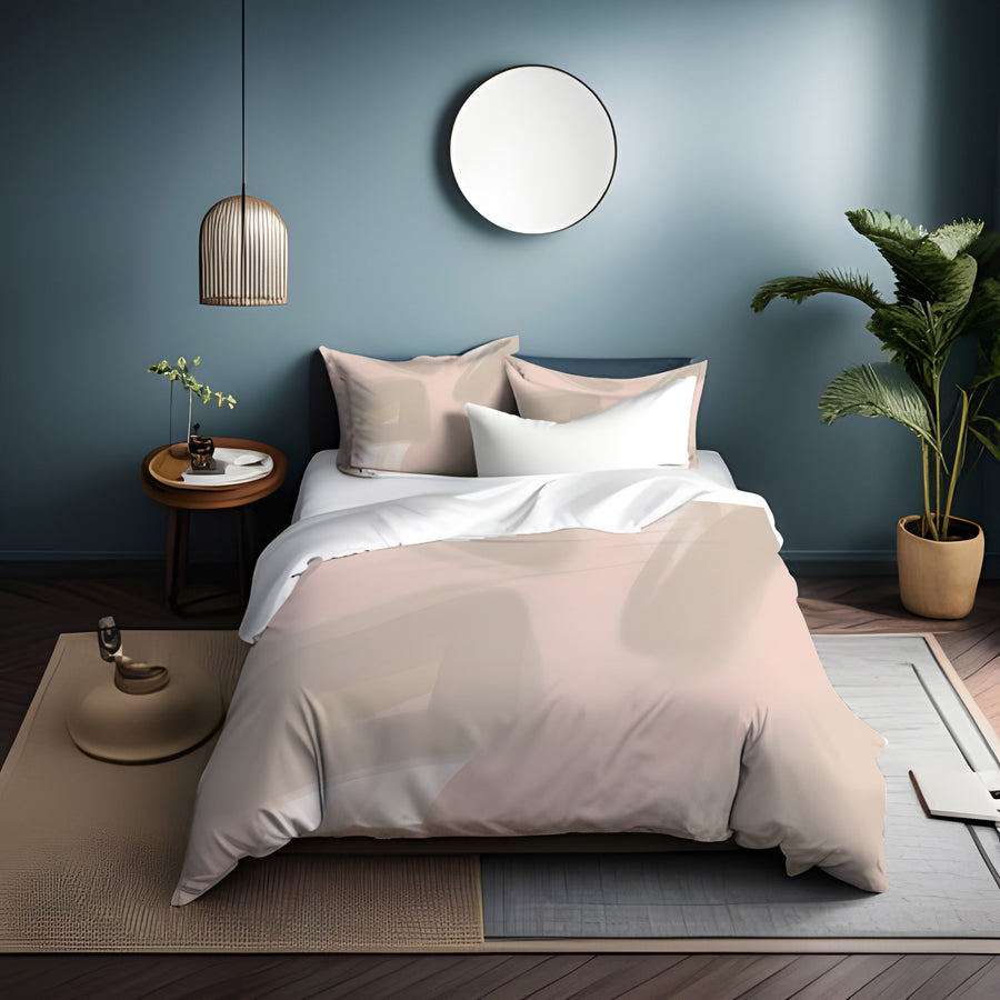 Soft Pink Abstract Shape Pattern Duvet Cover