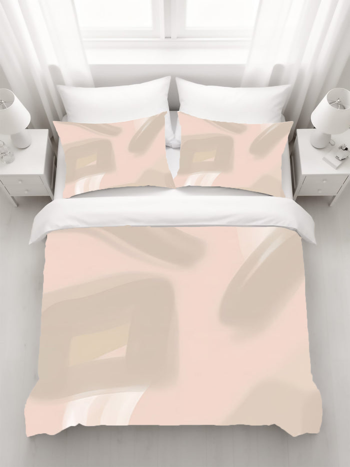 Soft Pink Abstract Shape Pattern Duvet Cover