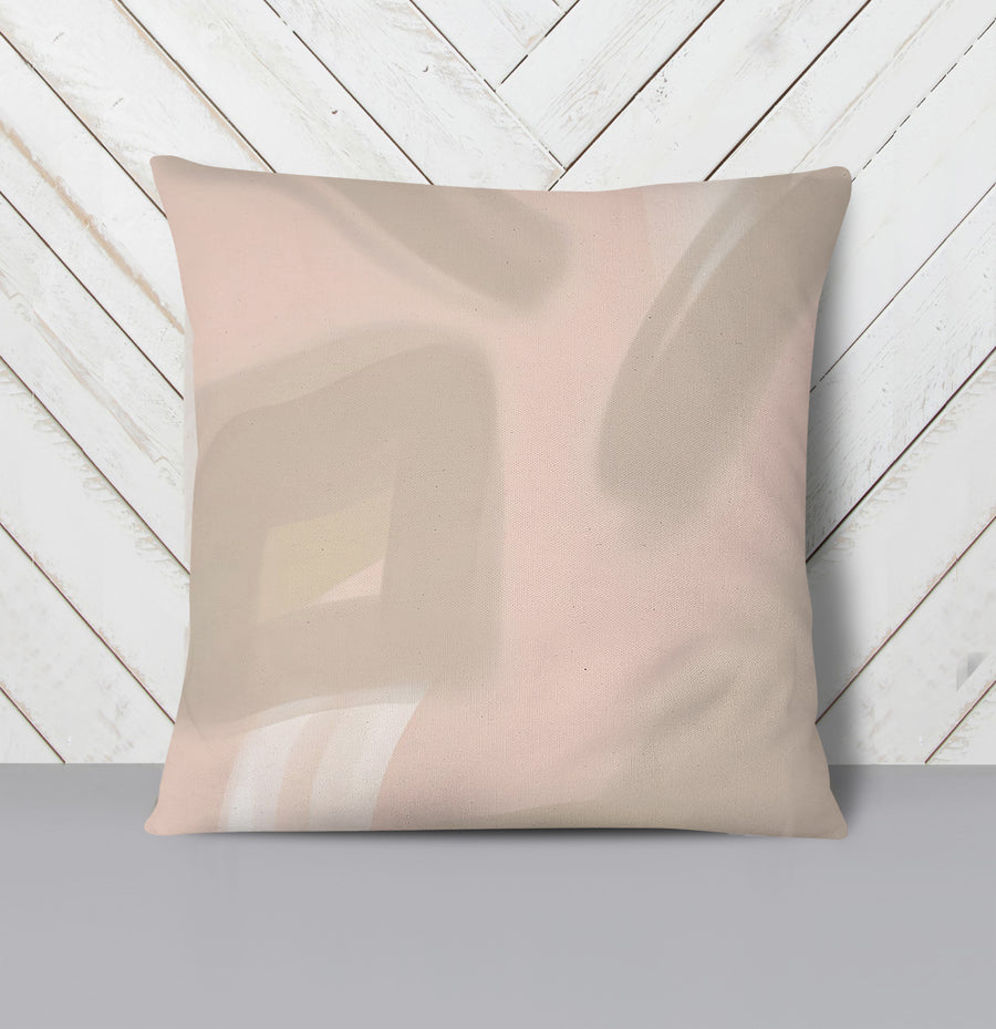 Soft Pink Abstract Shape Pattern Throw Pillow Cover