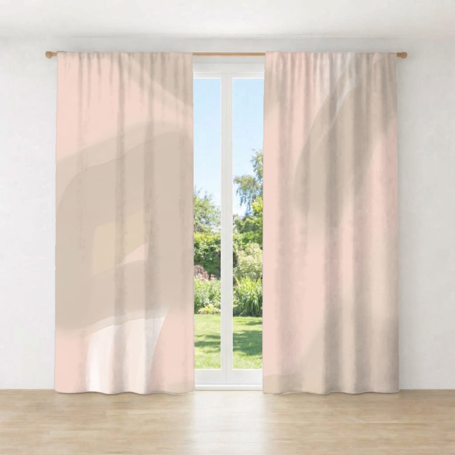Soft Pink Abstract Shape Pattern Window Curtains