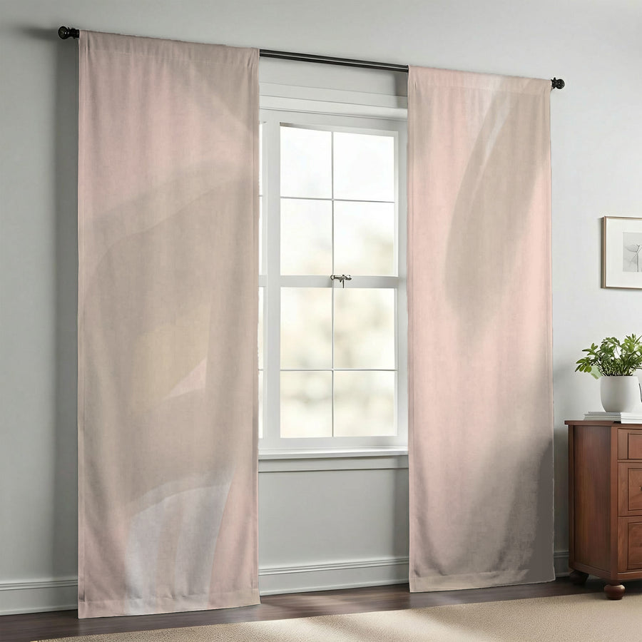 Soft Pink Abstract Shape Pattern Window Curtains