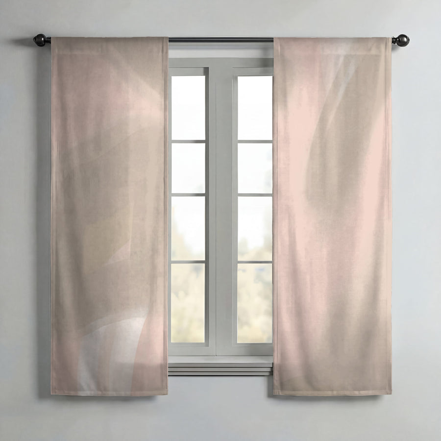 Soft Pink Abstract Shape Pattern Window Curtains