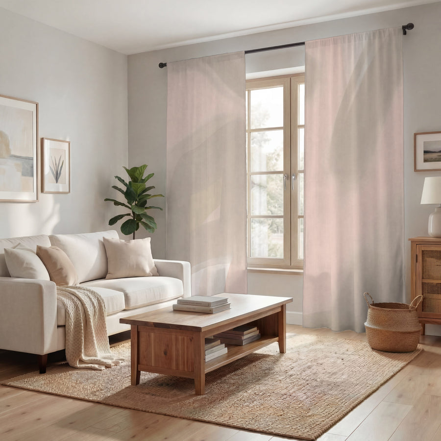 Soft Pink Abstract Shape Pattern Window Curtains