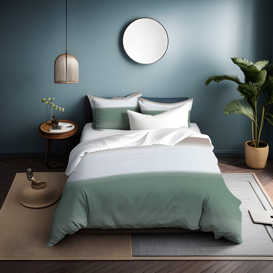 Green Horizontal Gradient Field Pattern Duvet Cover