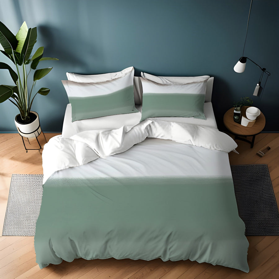 Green Horizontal Gradient Field Pattern Duvet Cover