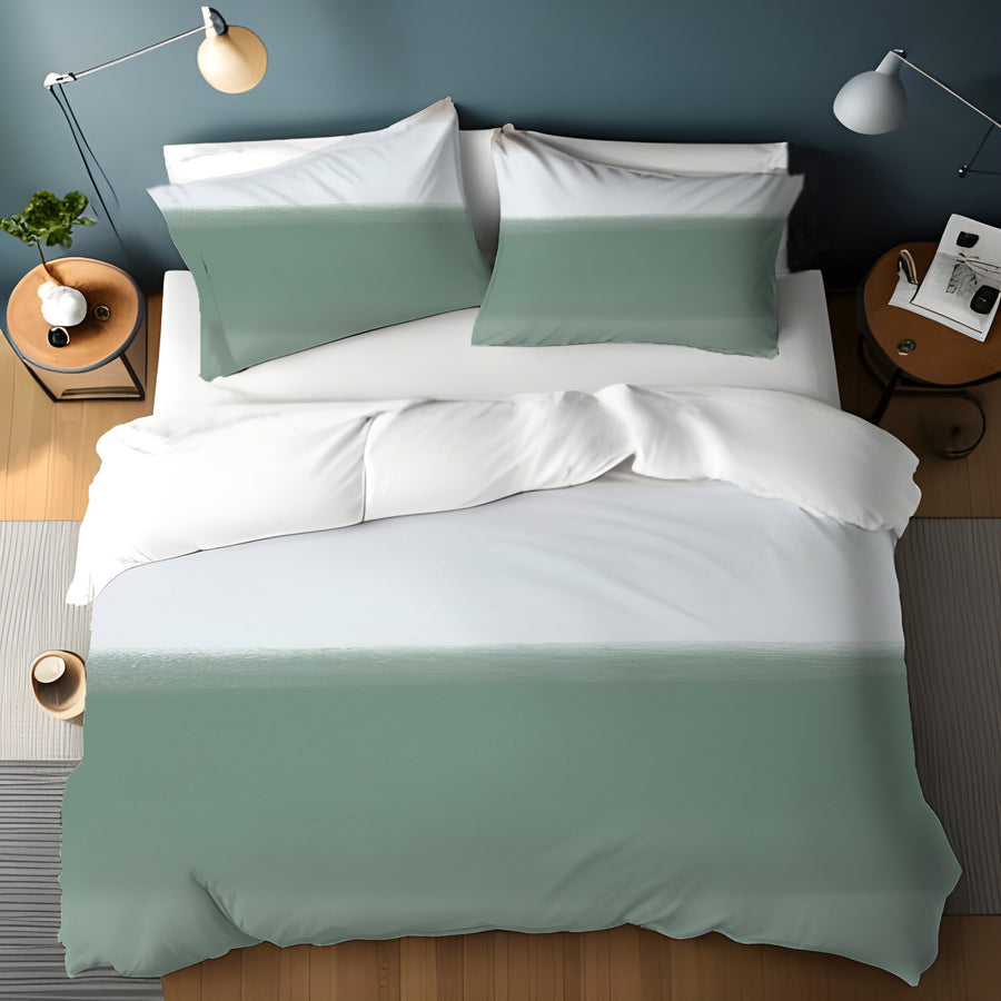 Green Horizontal Gradient Field Pattern Duvet Cover