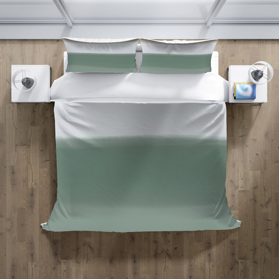Green Horizontal Gradient Field Pattern Duvet Cover