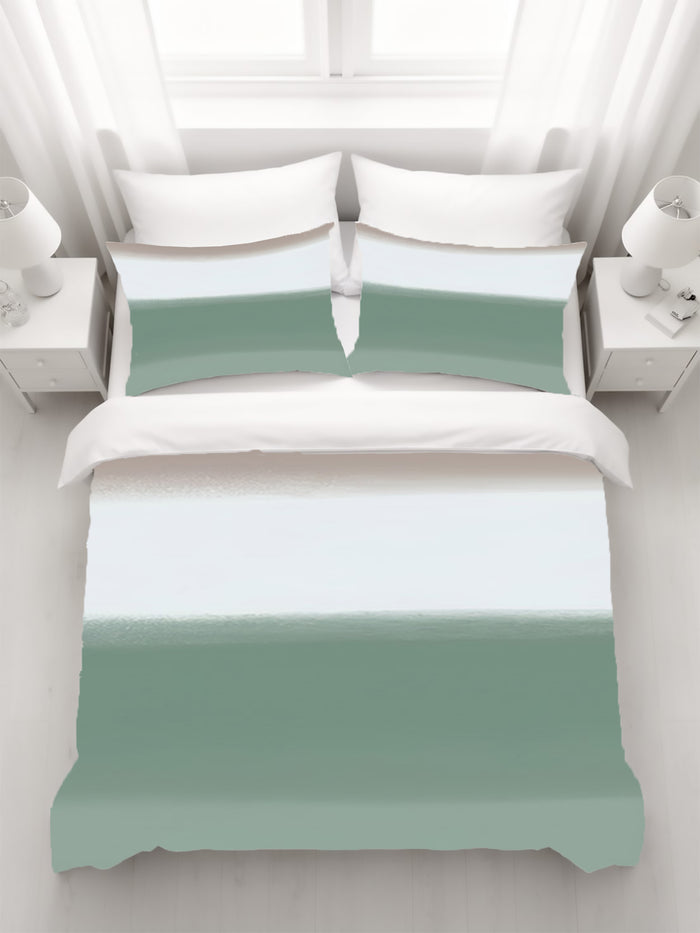 Green Horizontal Gradient Field Pattern Duvet Cover