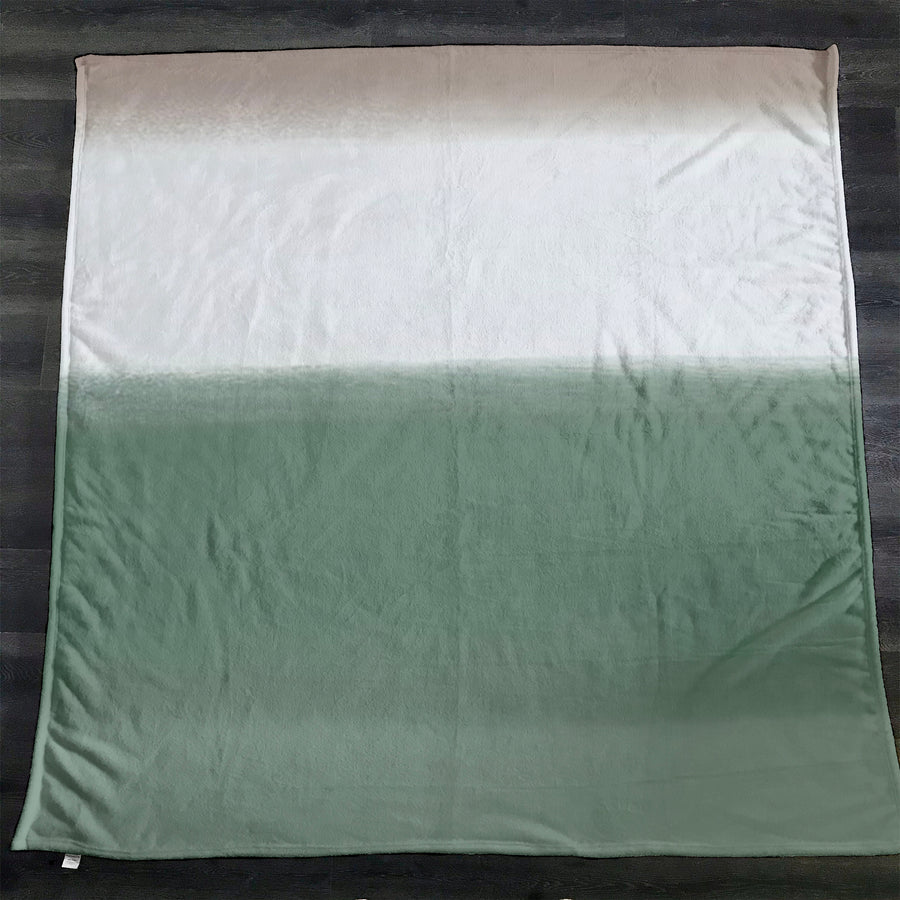 Green Horizontal Gradient Field Pattern Fleece Sherpa Blanket