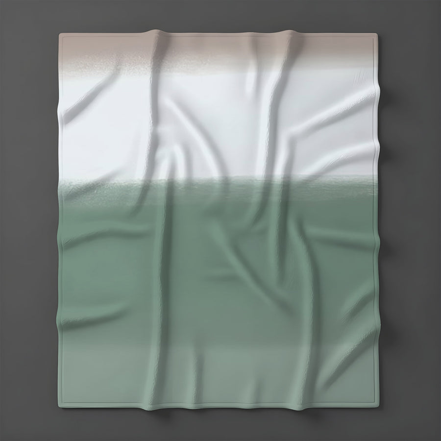 Green Horizontal Gradient Field Pattern Fleece Sherpa Blanket