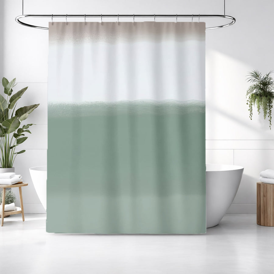Green Horizontal Gradient Field Pattern Shower Curtain