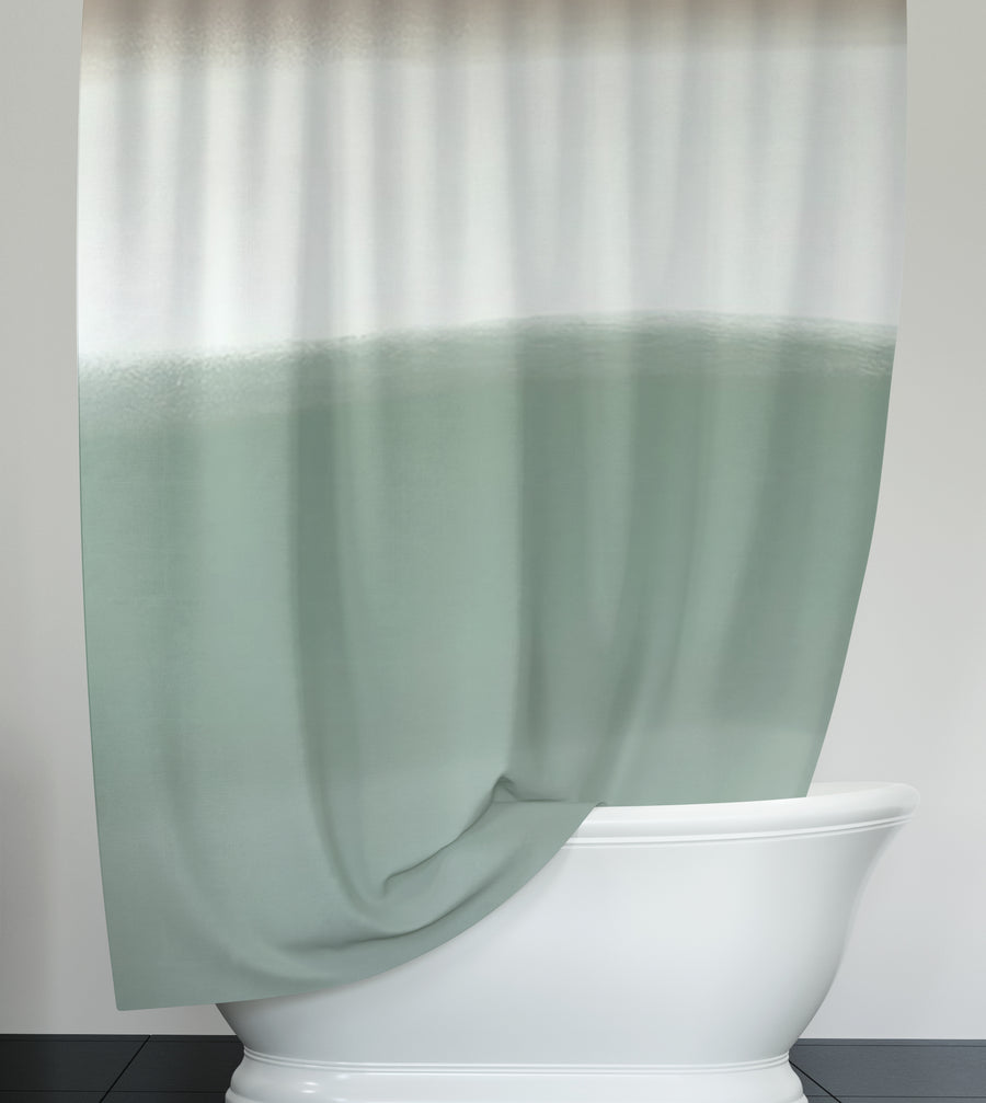 Green Horizontal Gradient Field Pattern Shower Curtain
