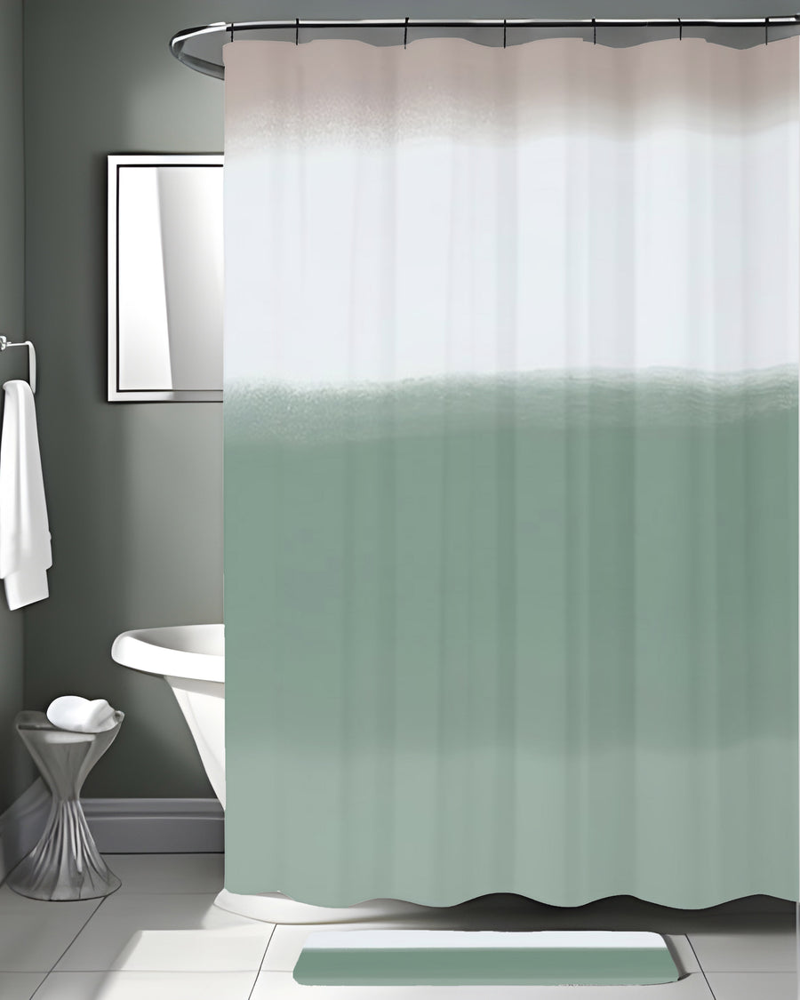 Green Horizontal Gradient Field Pattern Shower Curtain