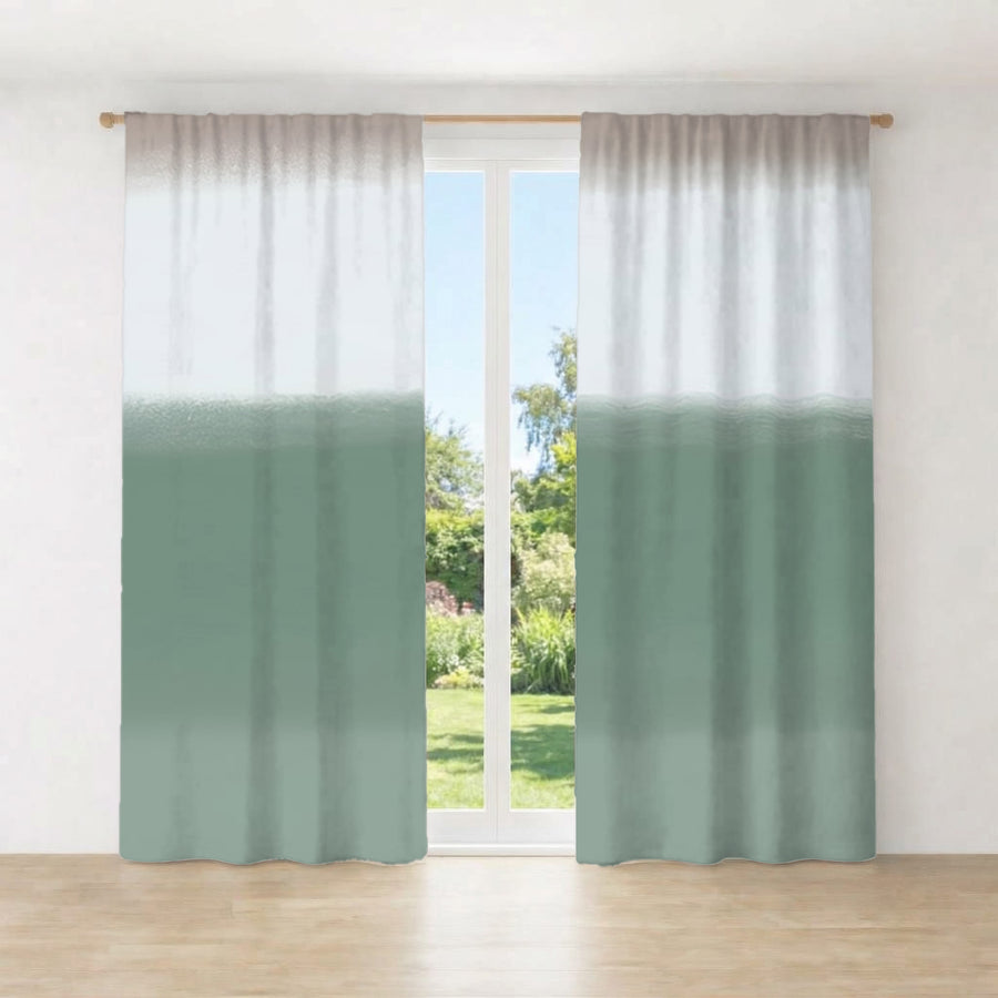Green Horizontal Gradient Field Pattern Window Curtains