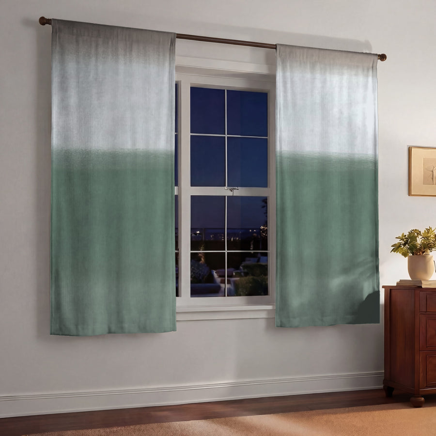 Green Horizontal Gradient Field Pattern Window Curtains