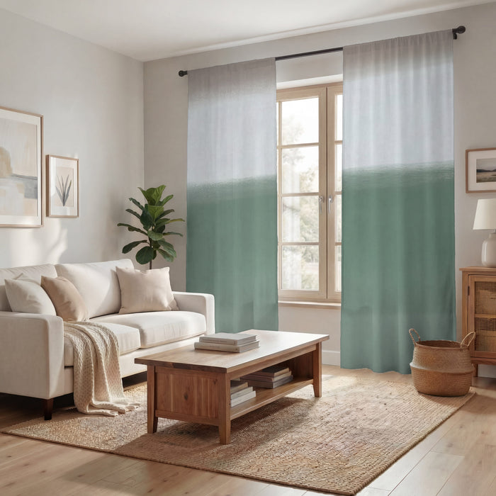 Green Horizontal Gradient Field Pattern Window Curtains