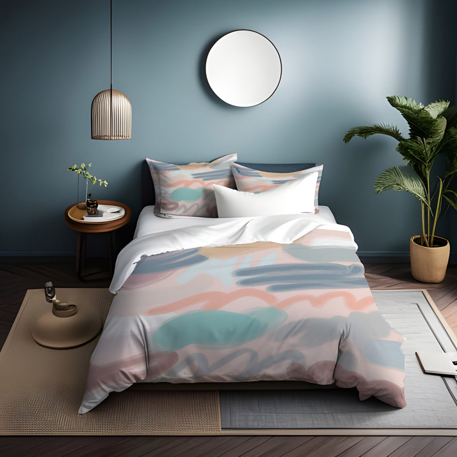 Multicolor Abstract Brushstroke Pattern Duvet Cover