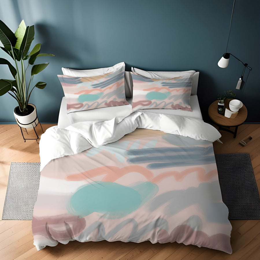 Multicolor Abstract Brushstroke Pattern Duvet Cover