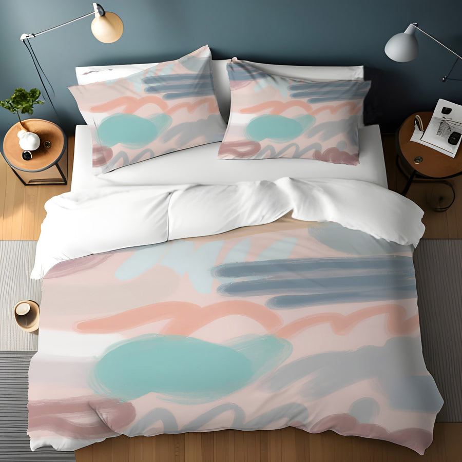 Multicolor Abstract Brushstroke Pattern Duvet Cover