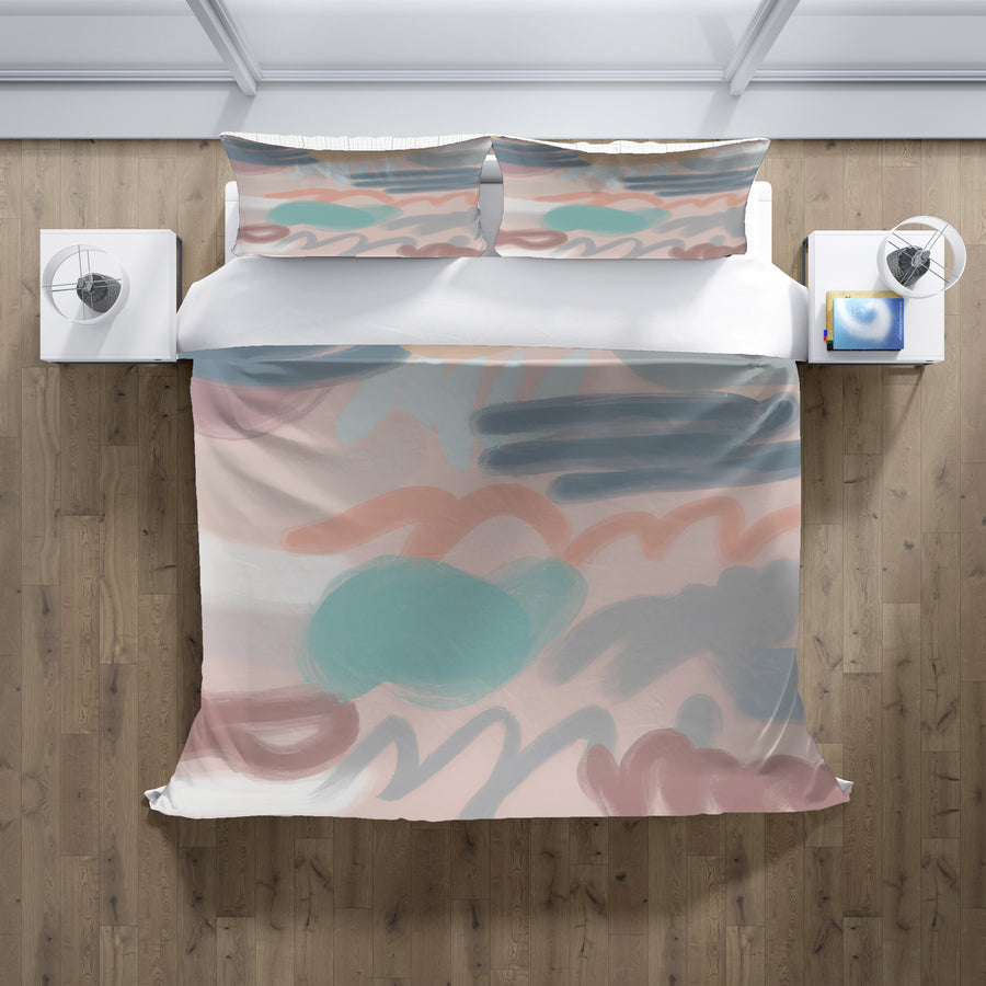 Multicolor Abstract Brushstroke Pattern Duvet Cover