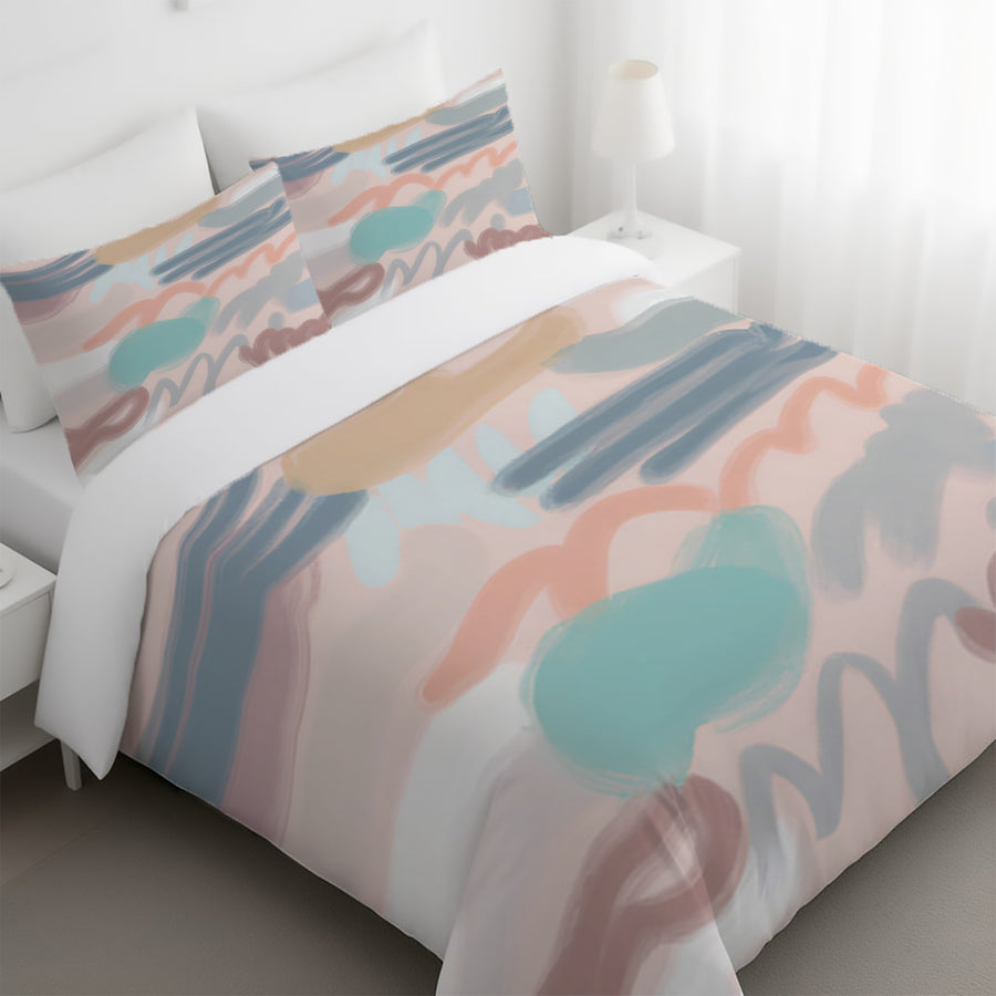 Multicolor Abstract Brushstroke Pattern Duvet Cover