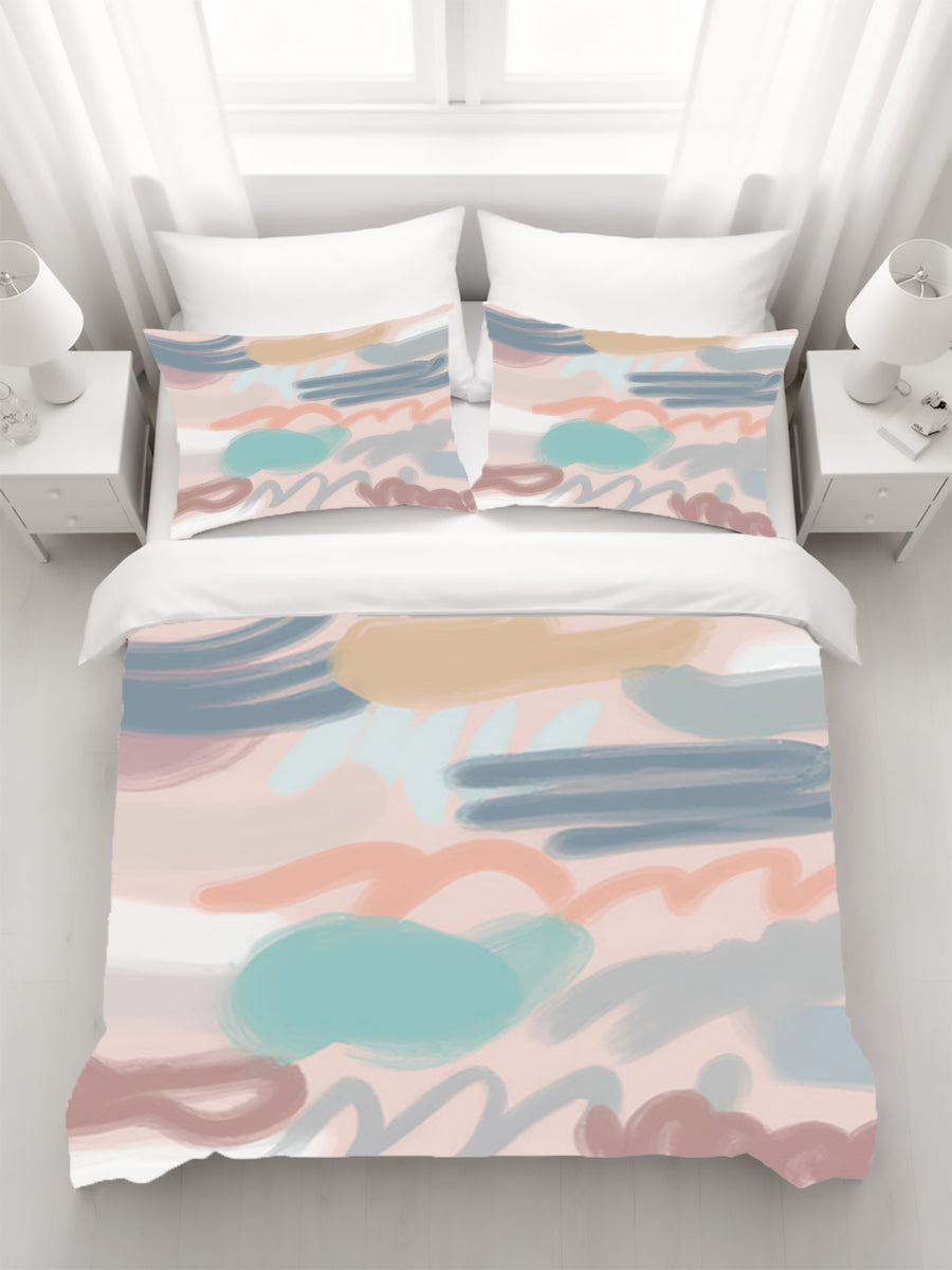 Multicolor Abstract Brushstroke Pattern Duvet Cover