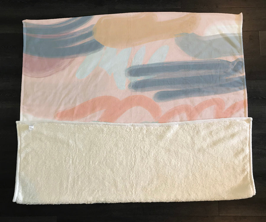 Multicolor Abstract Brushstroke Pattern Fleece Sherpa Blanket