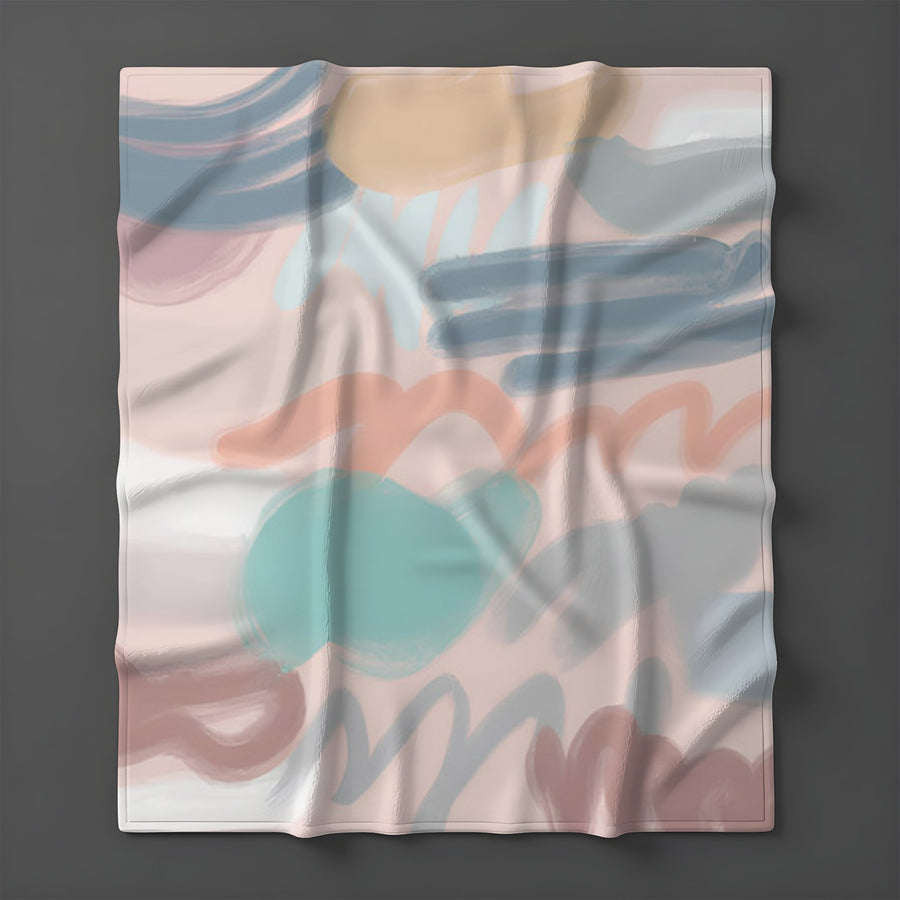Multicolor Abstract Brushstroke Pattern Fleece Sherpa Blanket