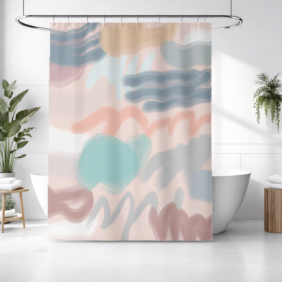 Multicolor Abstract Brushstroke Pattern Shower Curtain