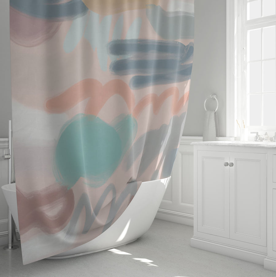 Multicolor Abstract Brushstroke Pattern Shower Curtain
