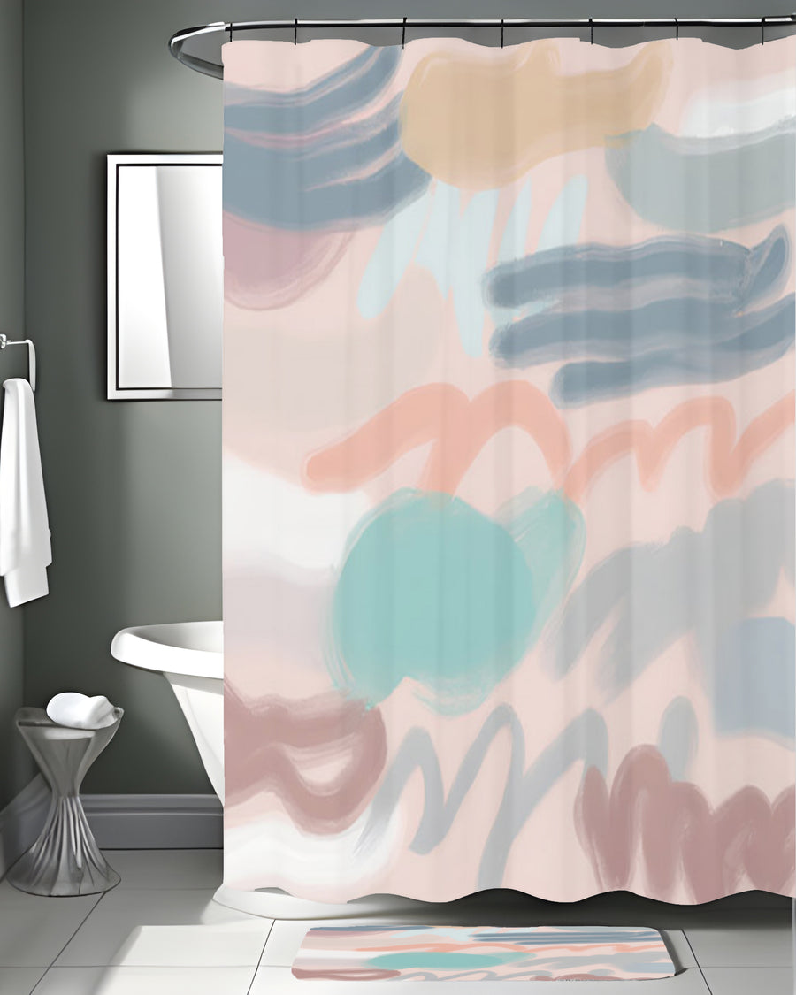 Multicolor Abstract Brushstroke Pattern Shower Curtain