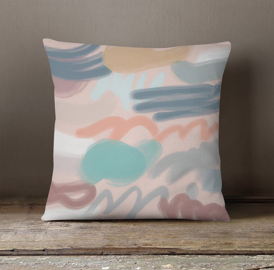 Multicolor Abstract Brushstroke Pattern Throw Pillow Cover
