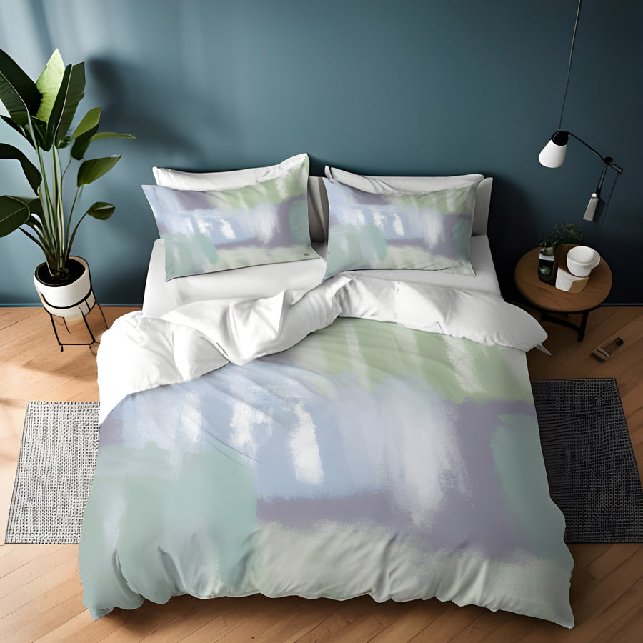 Soft Blue and Green Abstract Texture Pattern Duvet Cover