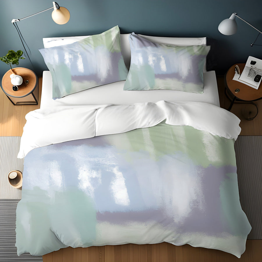 Soft Blue and Green Abstract Texture Pattern Duvet Cover
