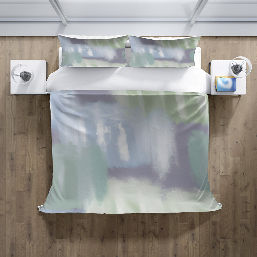 Soft Blue and Green Abstract Texture Pattern Duvet Cover