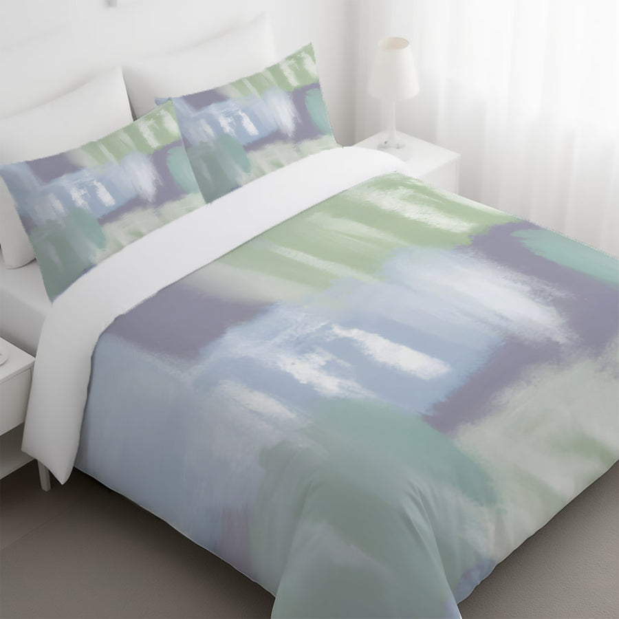 Soft Blue and Green Abstract Texture Pattern Duvet Cover