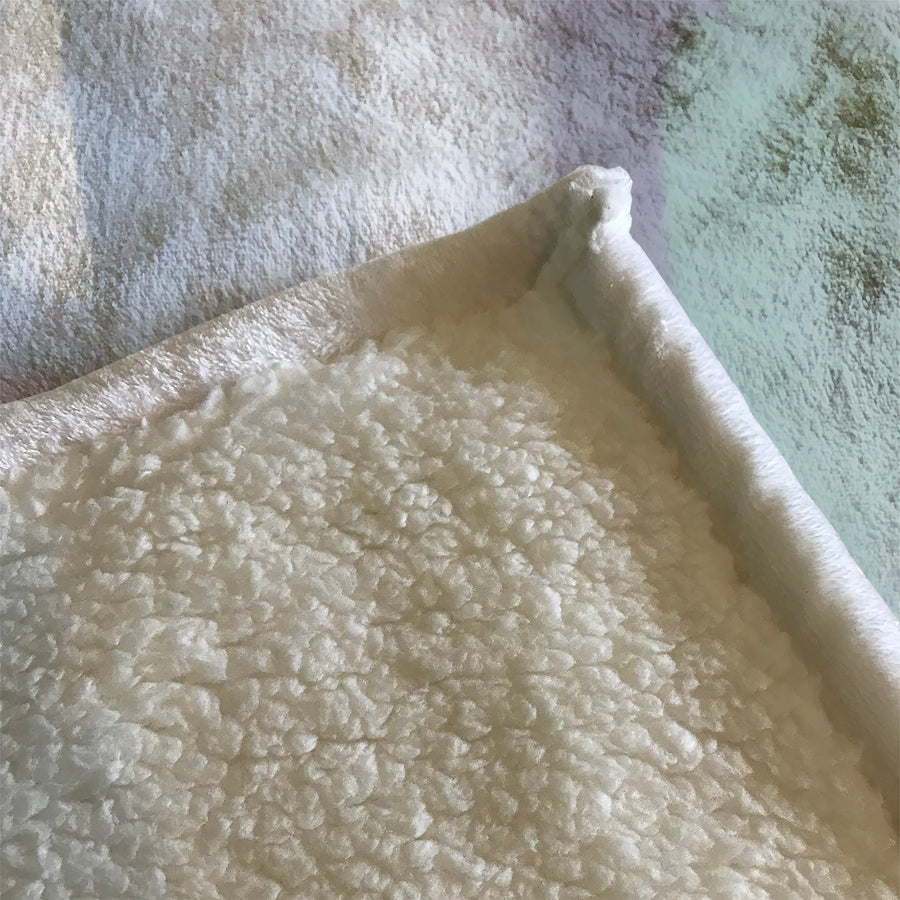 Soft Blue and Green Abstract Texture Pattern Fleece Sherpa Blanket