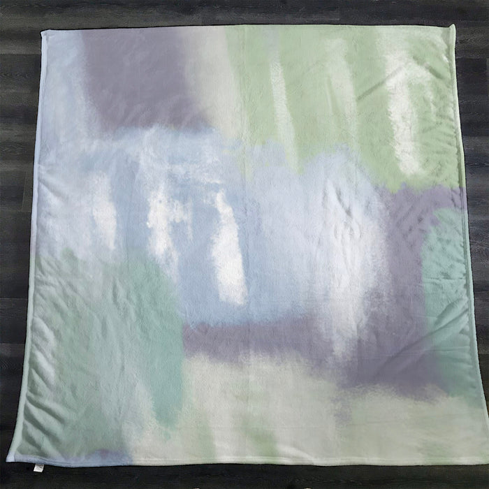 Soft Blue and Green Abstract Texture Pattern Fleece Sherpa Blanket